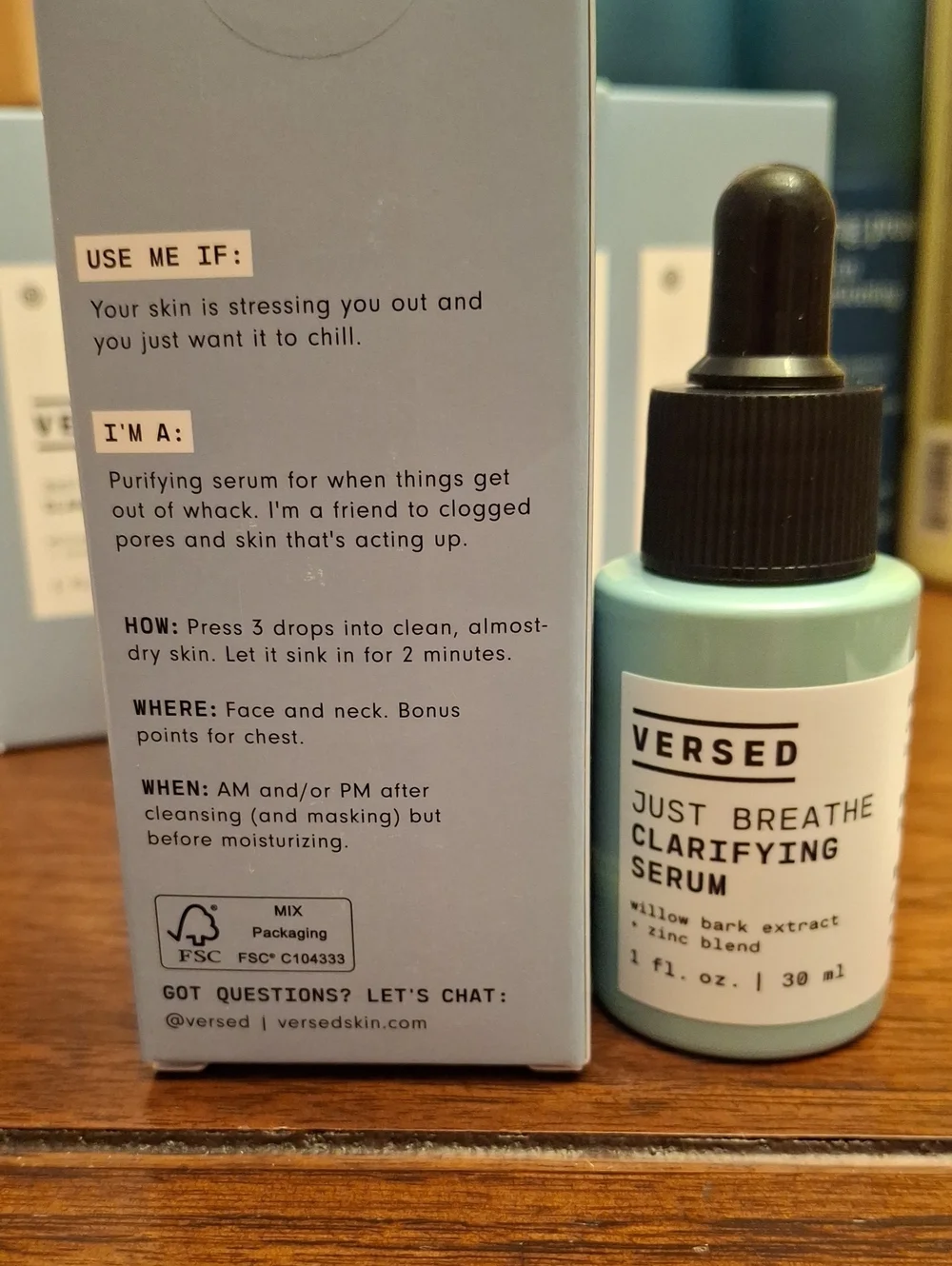 Versed Just Breathe Clarifying Serum 30ml New Sealed Box